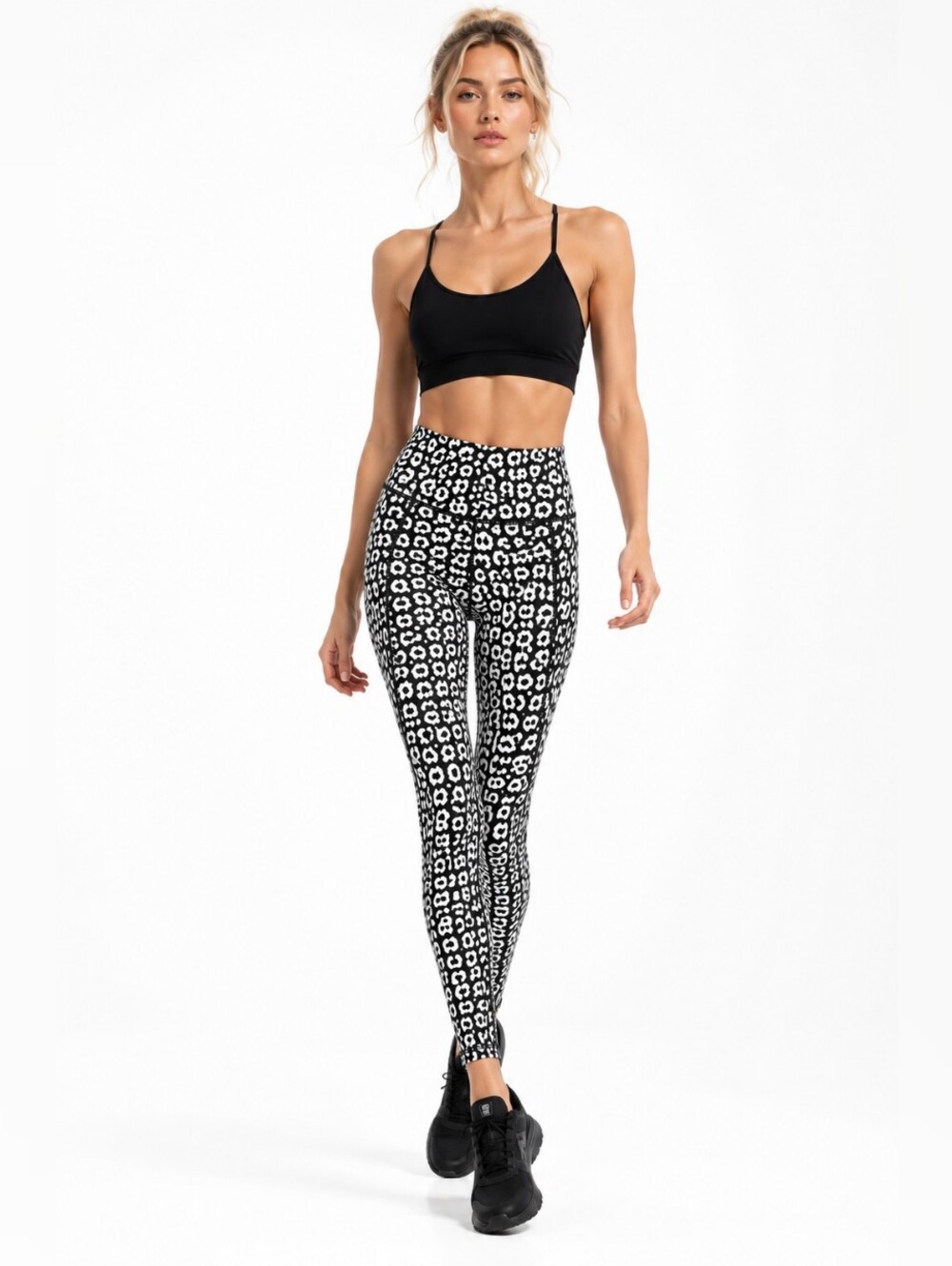 Zyia Active Leggings Size 4 Black White Athletic Yoga Workout Pants